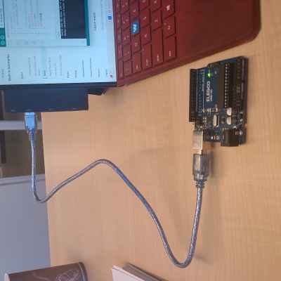 picture of USB-A cable plugged into UNO and computer